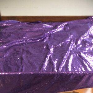 Linen Tablecloth Square Sequins Overlay 85 Inch NIP